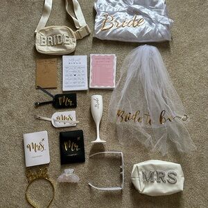 Bride Hair Accessories Set with Gold and White Accents